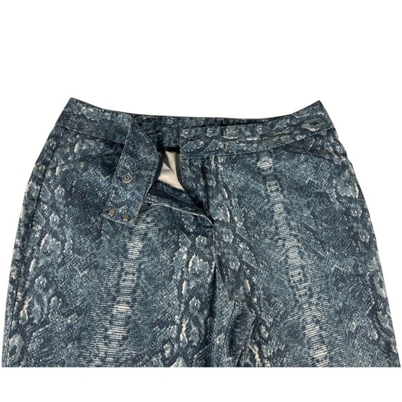 Zac & Rachel Snake Print Stretch Capris Pants Women 16 Blue Straight Leg Casual - Picture 2 of 7